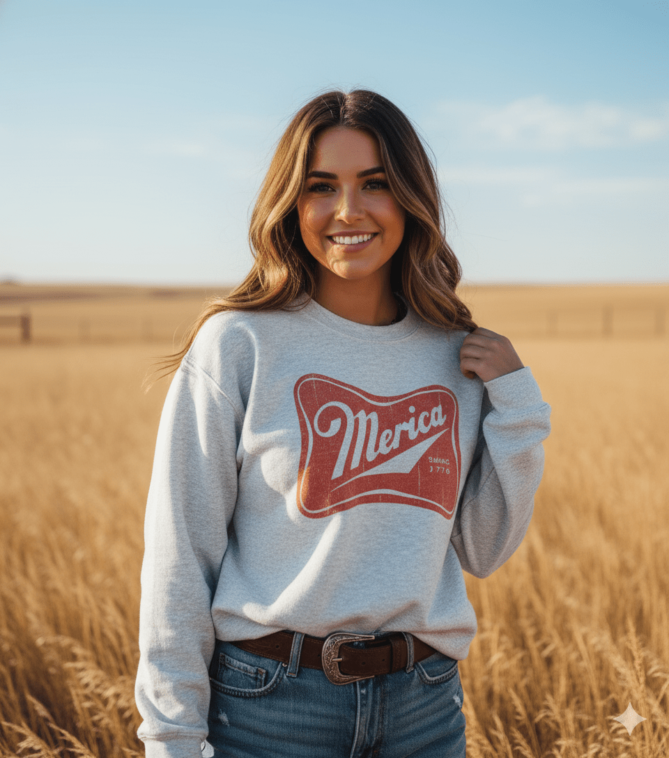 Merica Red Logo Graphic Sweatshirt Wild Junkie