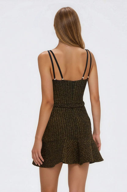 Metallic Knit Mini Dress – Black XO, Tina