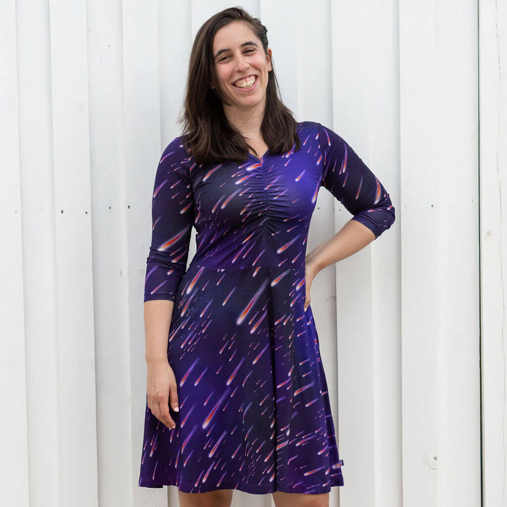 Adult "Party Crashers" Meteor Shower V-Neck A-Line Dress with Sleeves and Pockets Princess Awesome & Boy Wonder