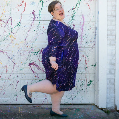 Adult "Party Crashers" Meteor Shower V-Neck A-Line Dress with Sleeves and Pockets Princess Awesome & Boy Wonder
