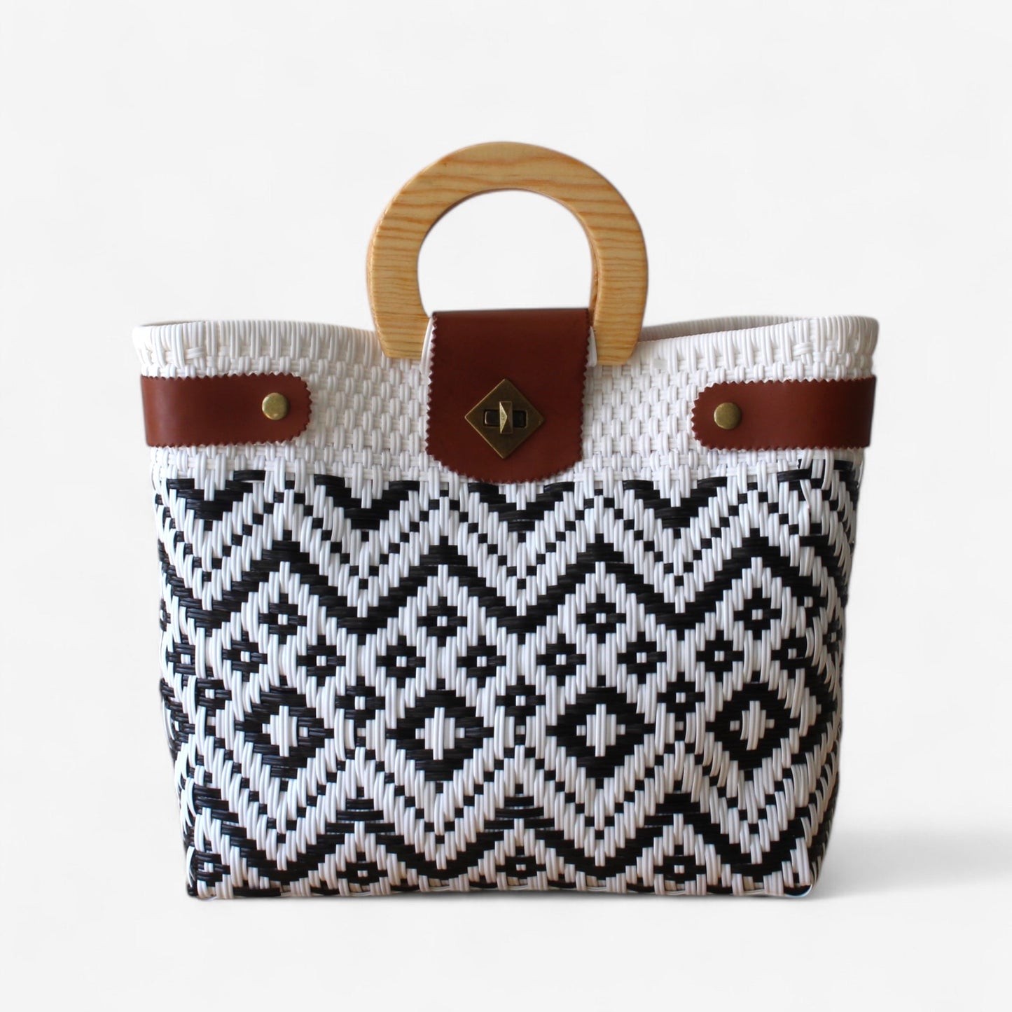 Black & White Geometric Handmade Tote Bag MexiMexi