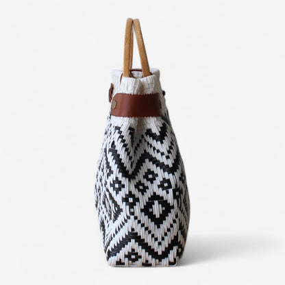 Black & White Geometric Handmade Tote Bag MexiMexi
