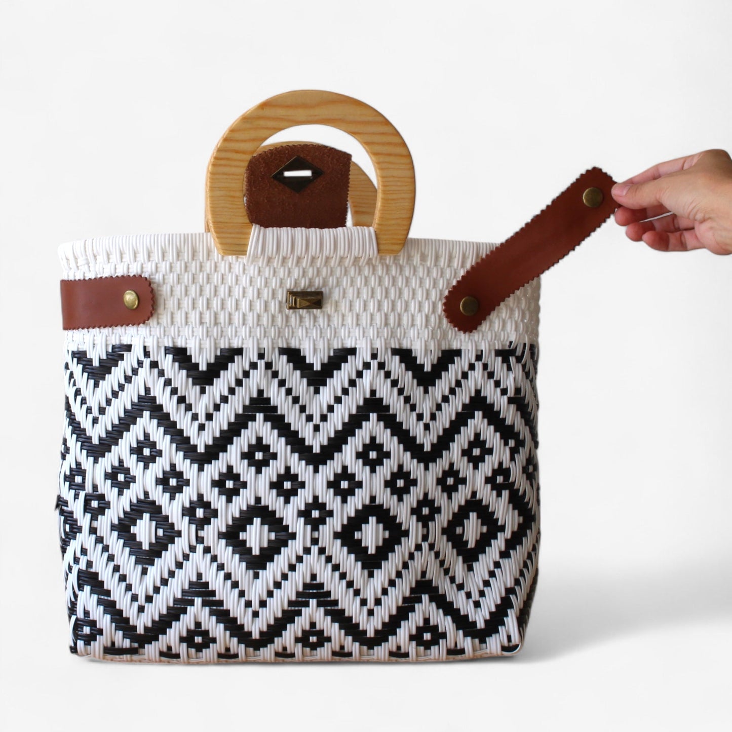 Black & White Geometric Handmade Tote Bag MexiMexi