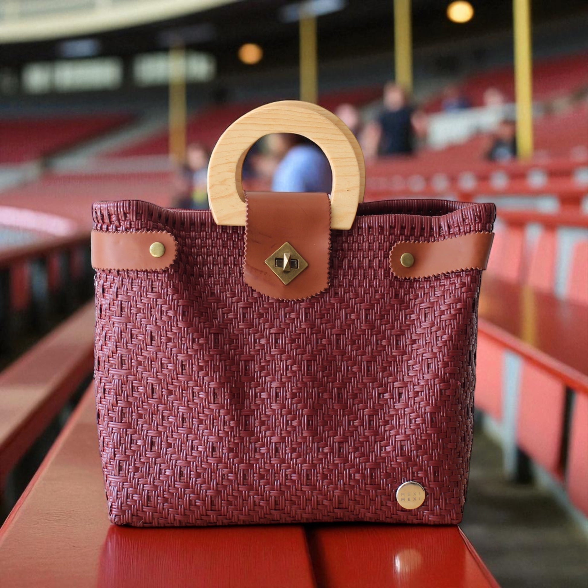 Burgundy Maroon Handwoven Tote Bag by MexiMexi MexiMexi
