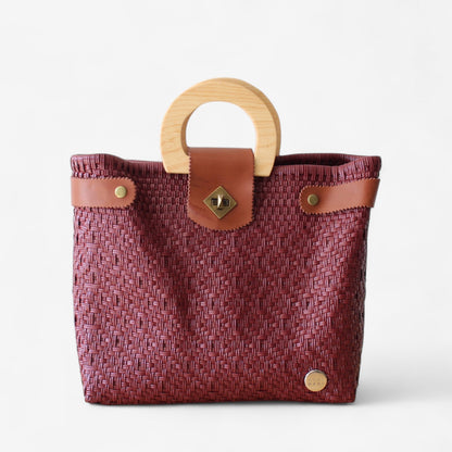 Burgundy Maroon Handwoven Tote Bag by MexiMexi MexiMexi