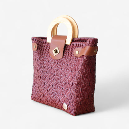 Burgundy Maroon Handwoven Tote Bag by MexiMexi MexiMexi