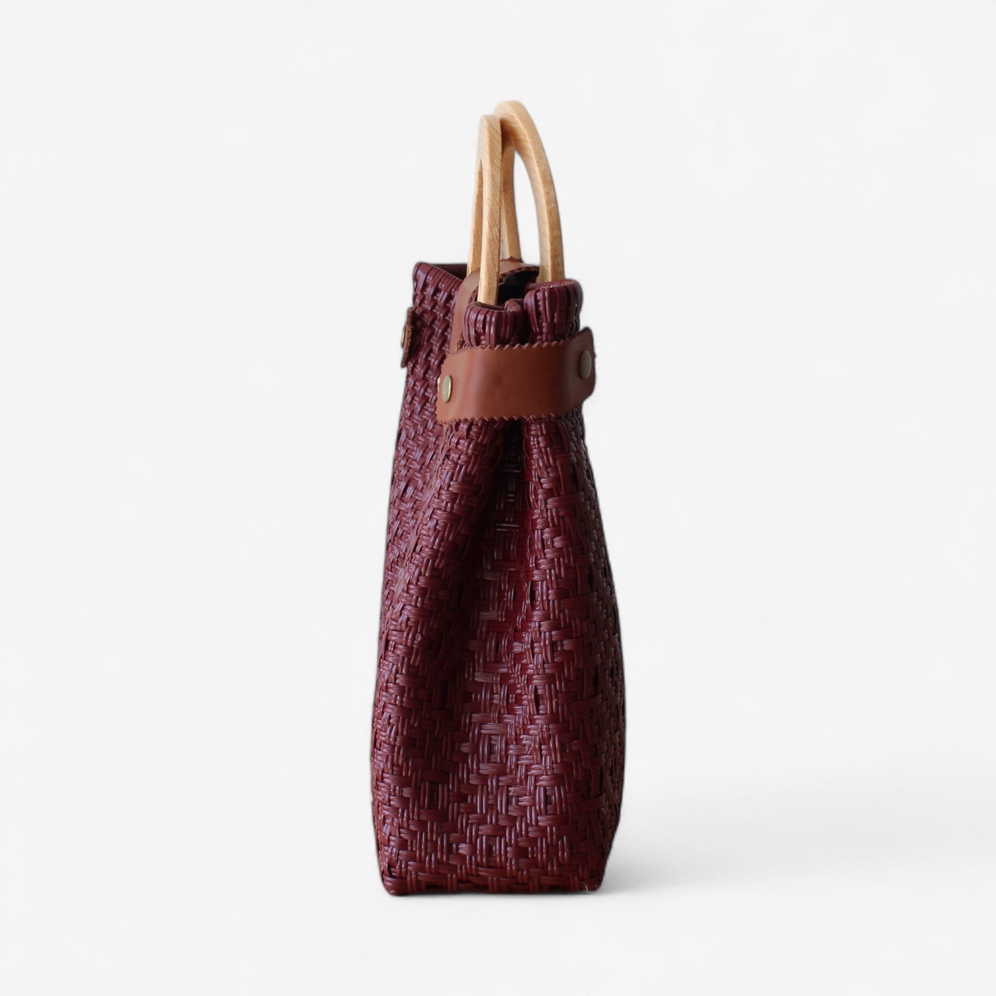 Burgundy Maroon Handwoven Tote Bag by MexiMexi MexiMexi