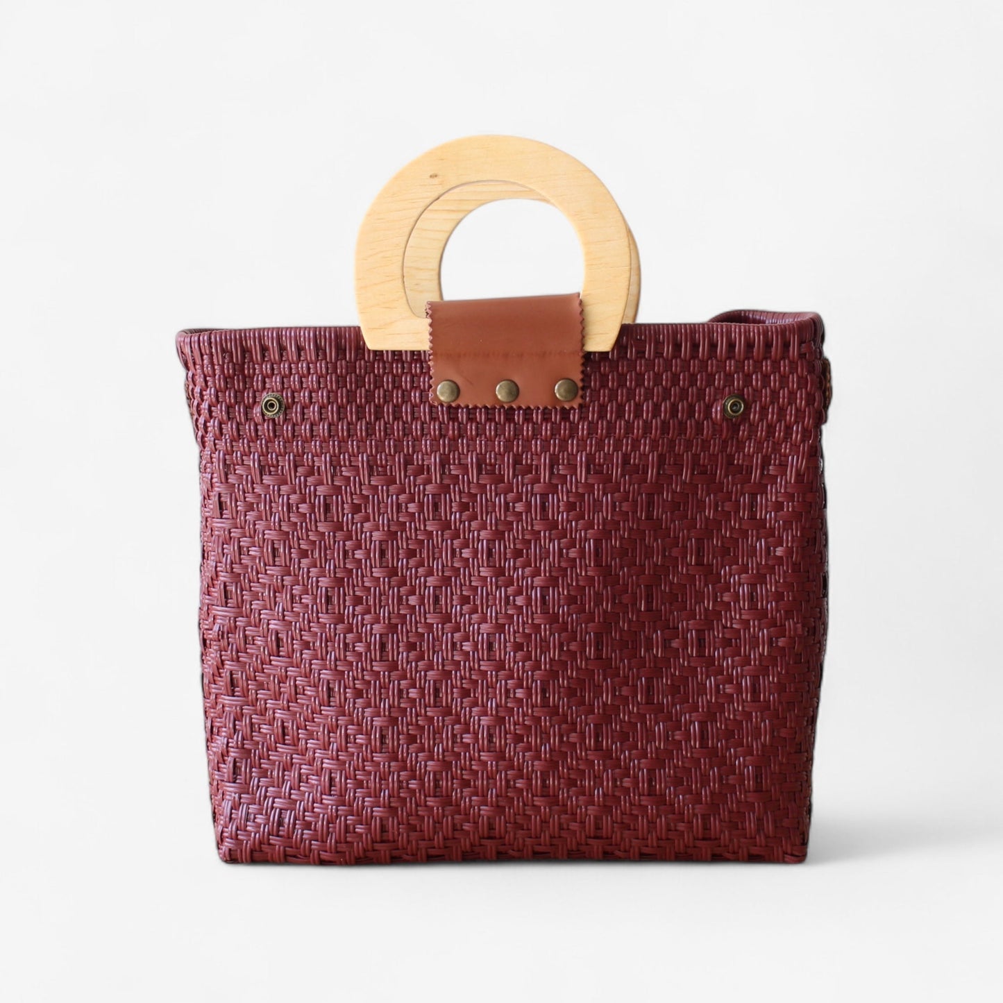 Burgundy Maroon Handwoven Tote Bag by MexiMexi MexiMexi