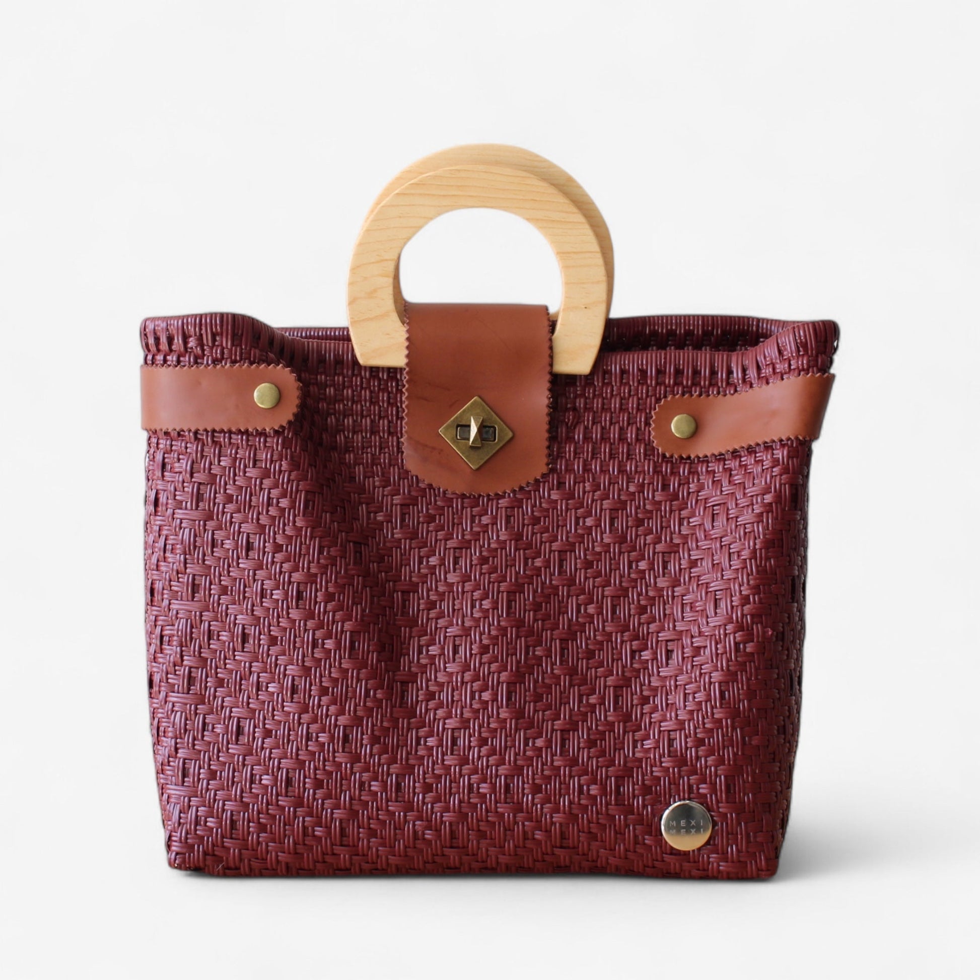Burgundy Maroon Handwoven Tote Bag by MexiMexi MexiMexi