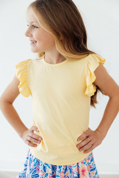 Butter Yellow S/S Ruffle Tee Mila & Rose ®
