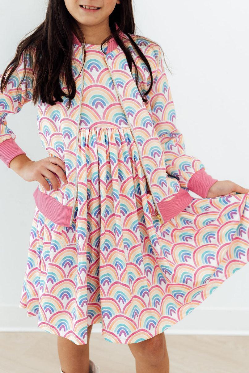 Watercolor Rainbows S/S Pocket Twirl Dress Mila & Rose ®