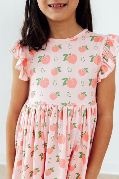 Georgia Peach Flutter Sleeve Twirl Dress Mila & Rose ®