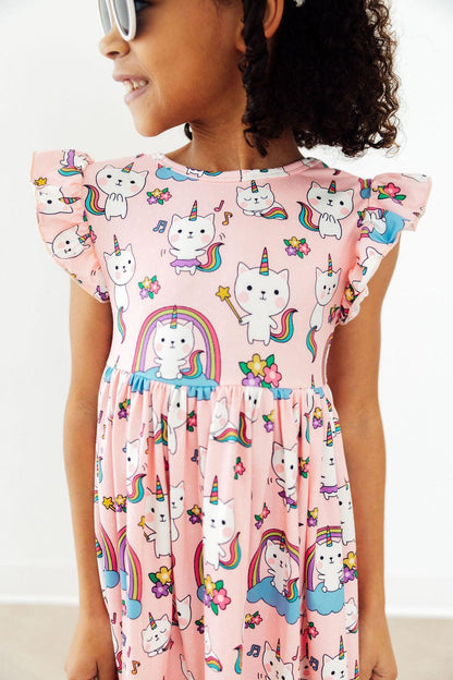 Rainbow Purr-fection Flutter Sleeve Twirl Dress Mila & Rose ®