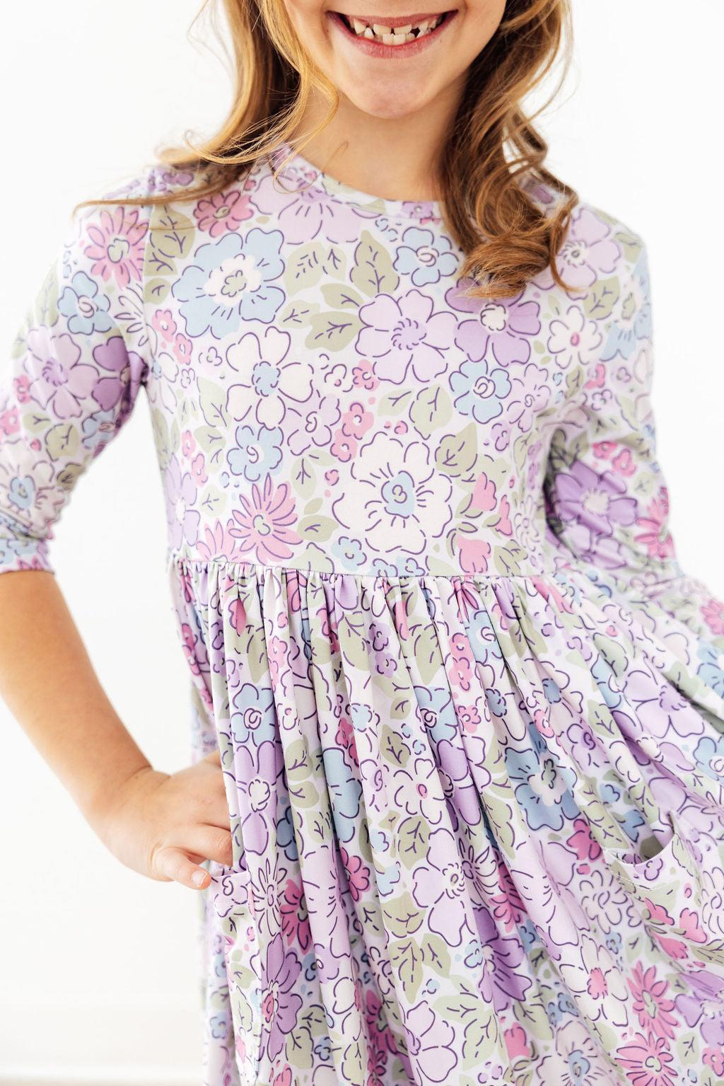 Spring Gardens 3/4 Sleeve Pocket Twirl Dress Mila & Rose ®