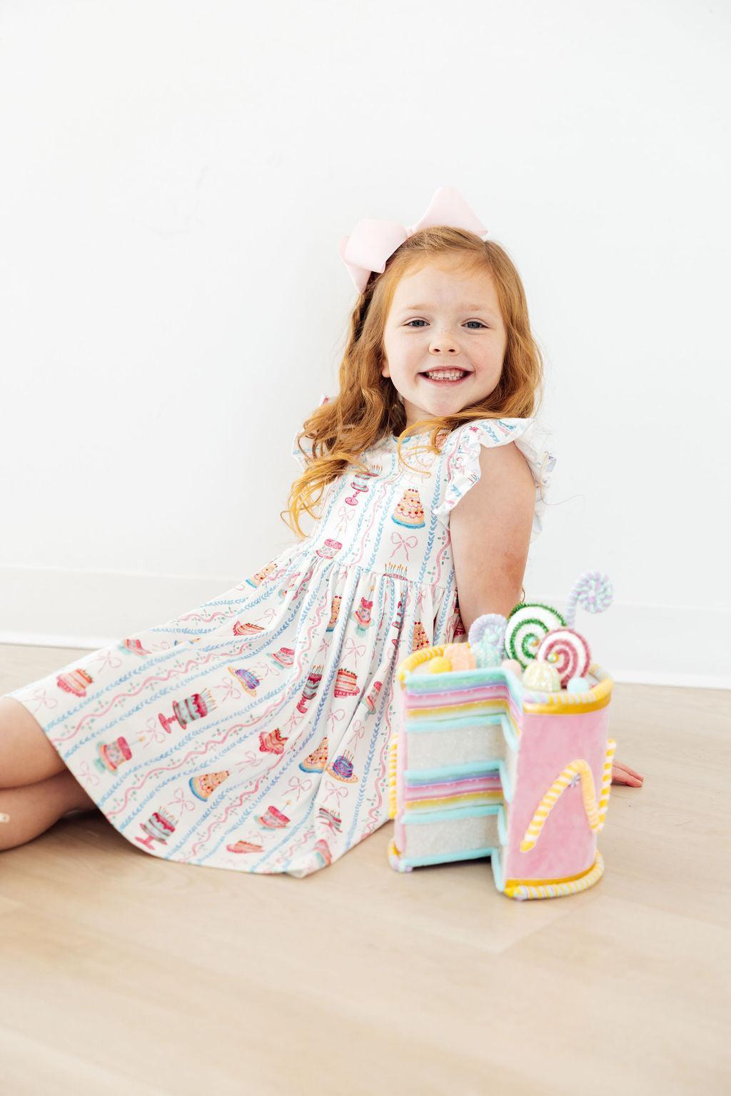 Birthday Cakes Flutter Sleeve Twirl Dress Mila & Rose ®