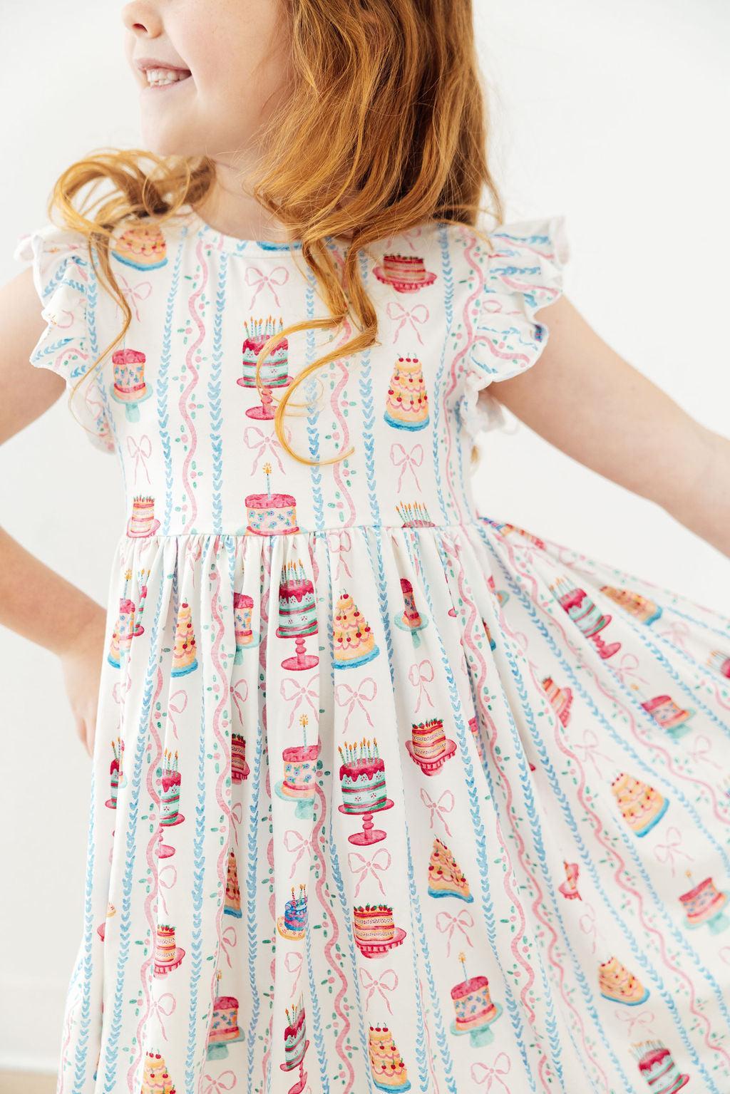 Birthday Cakes Flutter Sleeve Twirl Dress Mila & Rose ®