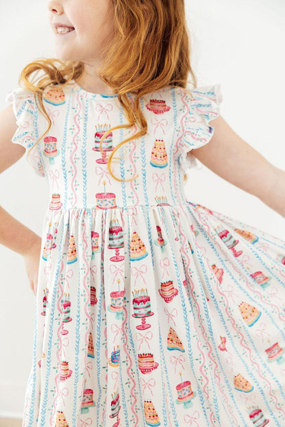 Birthday Cakes Flutter Sleeve Twirl Dress Mila & Rose ®