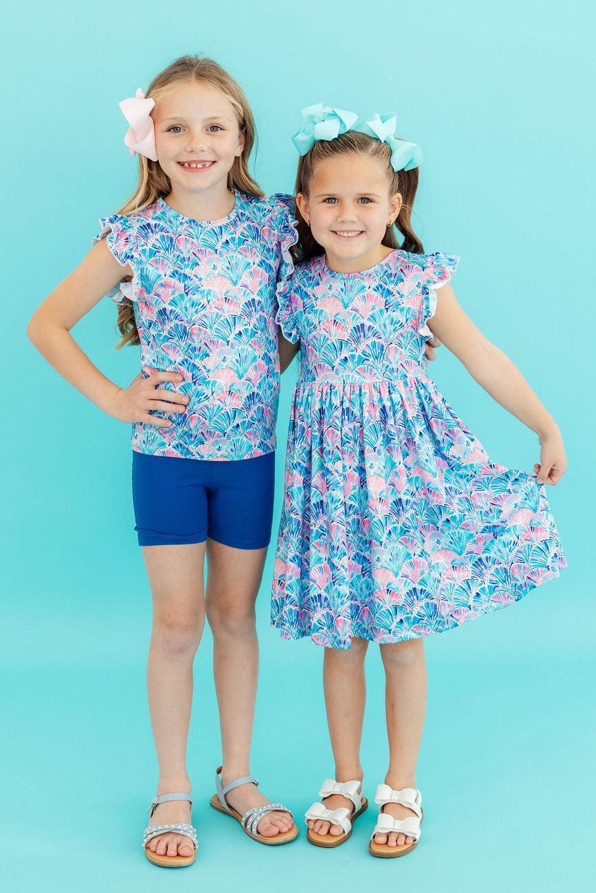 Seaside Shells Flutter Sleeve Twirl Dress Mila & Rose ®