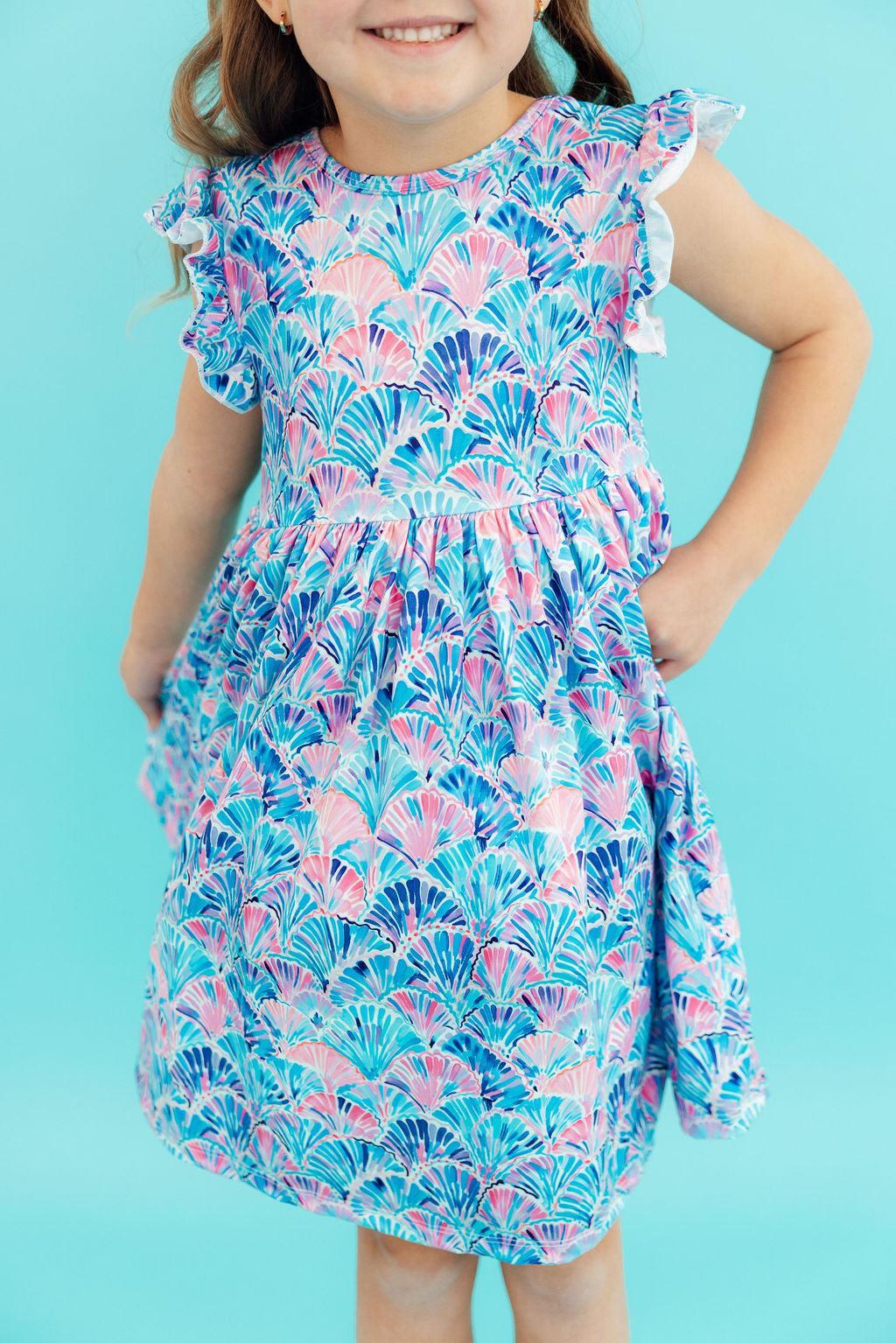 Seaside Shells Flutter Sleeve Twirl Dress Mila & Rose ®