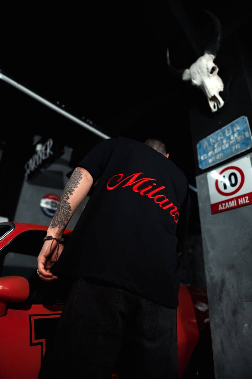 Men's Oversize 'Milano' Embroidered T-Shirt - Streetwear Designer Tee Withinblack