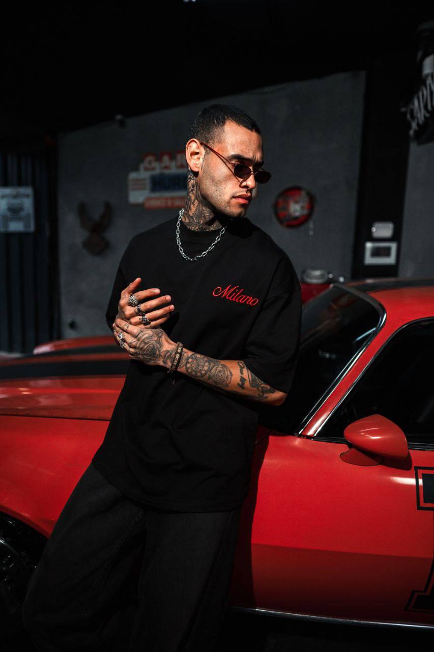 Men's Oversize 'Milano' Embroidered T-Shirt - Streetwear Designer Tee Withinblack