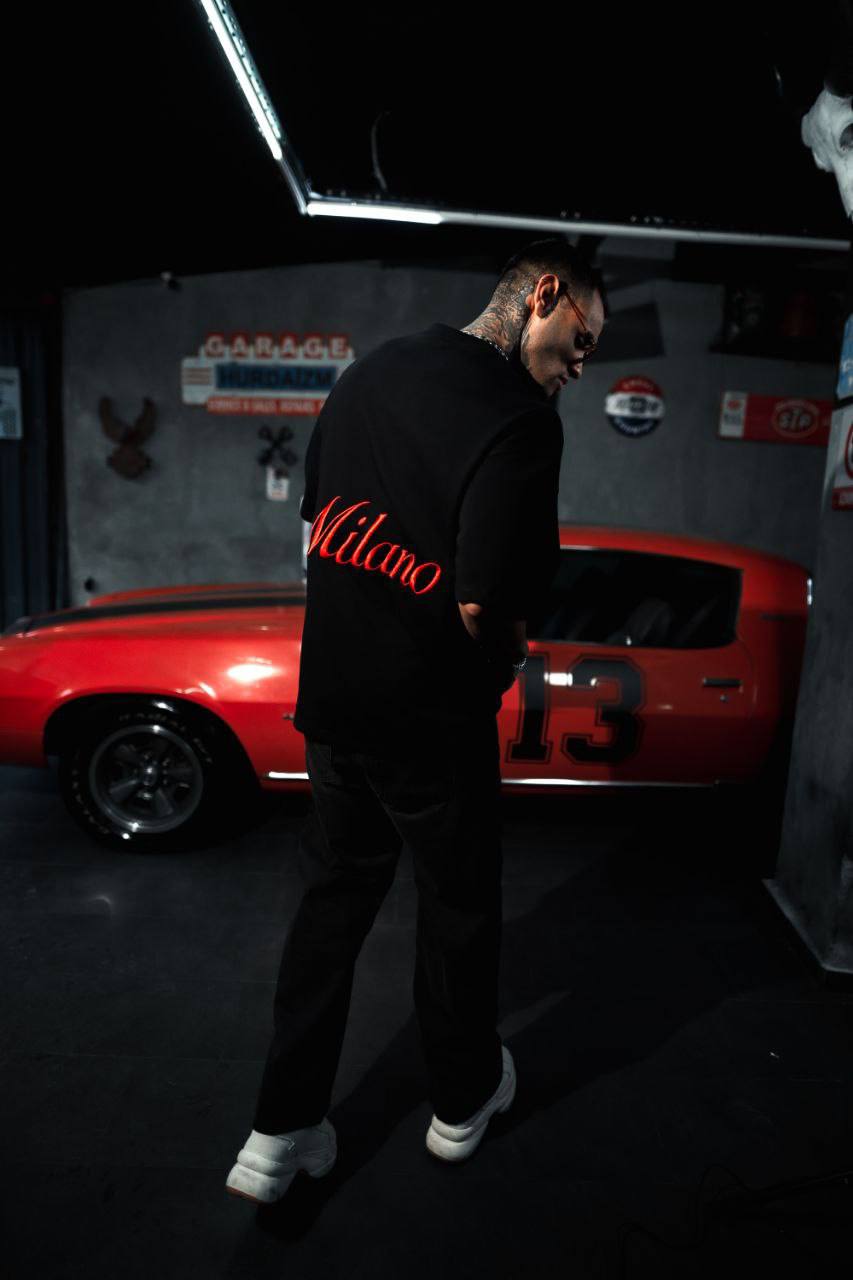 Men's Oversize 'Milano' Embroidered T-Shirt - Streetwear Designer Tee Withinblack