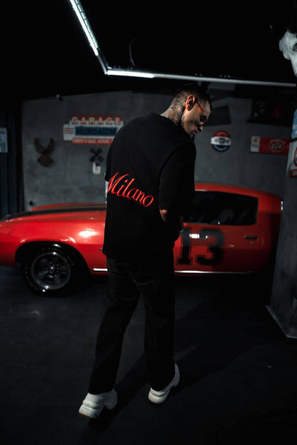 Men's Oversize 'Milano' Embroidered T-Shirt - Streetwear Designer Tee Withinblack