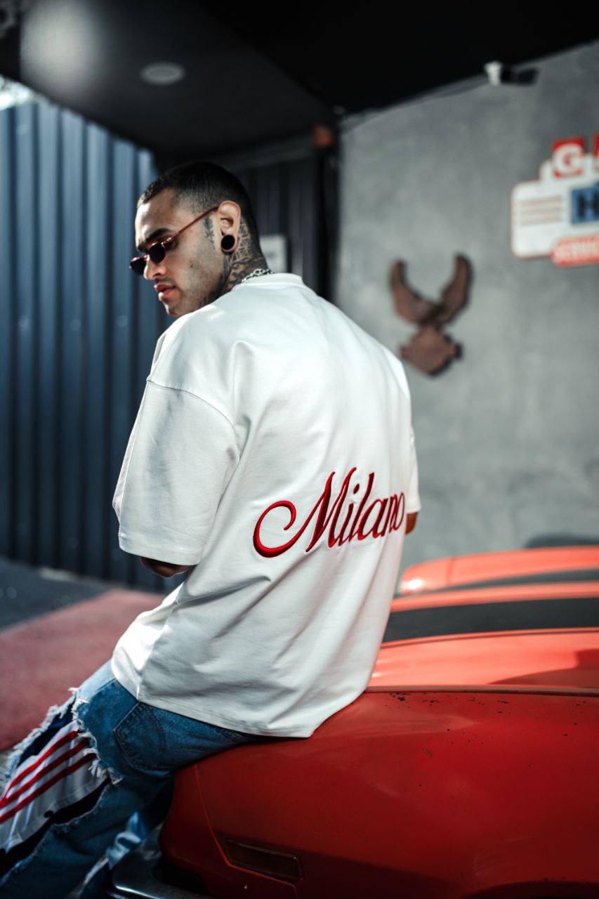 Men's Oversize 'Milano' Embroidered T-Shirt - Streetwear Designer Tee Withinblack