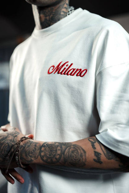 Men's Oversize 'Milano' Embroidered T-Shirt - Streetwear Designer Tee Withinblack