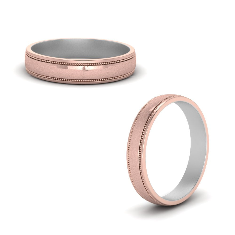 Milgrain 2 Tone Wedding Band Fascinating Diamonds