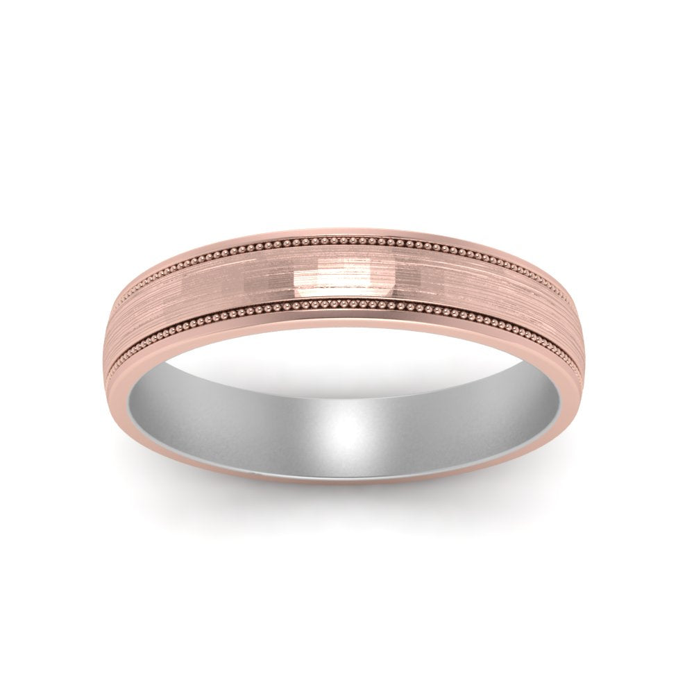 Milgrain 2 Tone Wedding Band Fascinating Diamonds