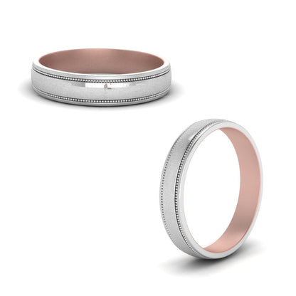 Milgrain 2 Tone Wedding Band Fascinating Diamonds