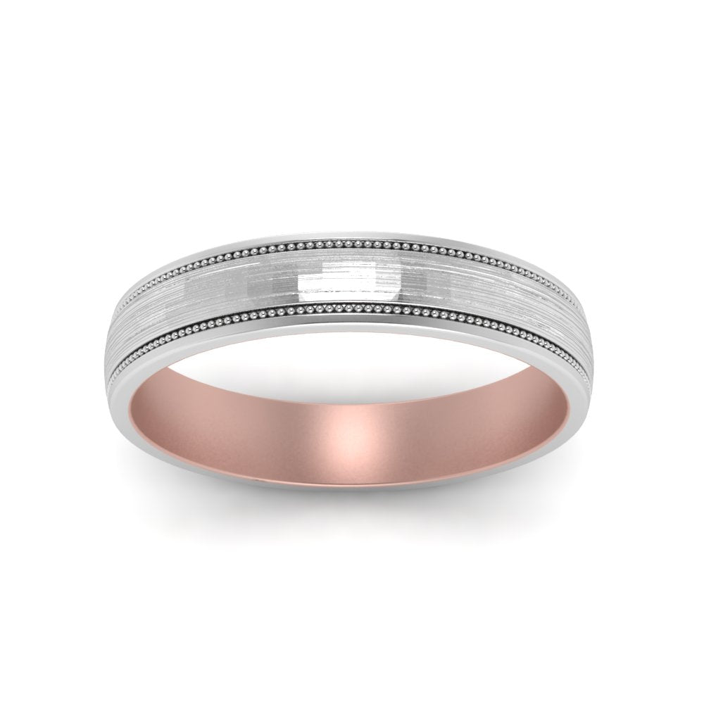 Milgrain 2 Tone Wedding Band Fascinating Diamonds