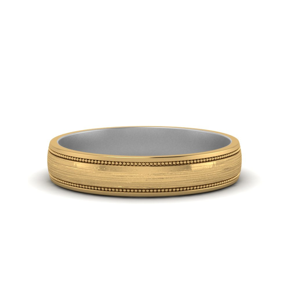 Milgrain 2 Tone Wedding Band Fascinating Diamonds