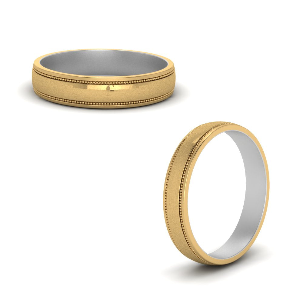 Milgrain 2 Tone Wedding Band Fascinating Diamonds