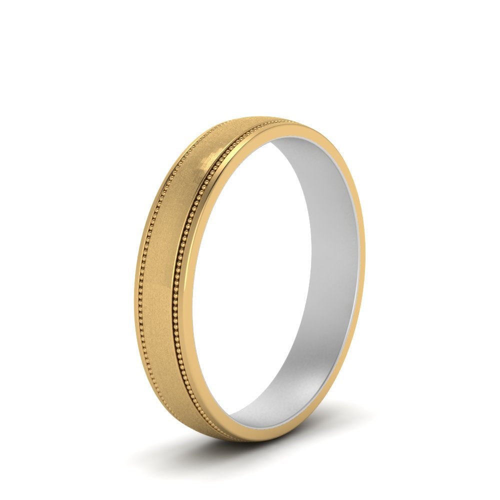 Milgrain 2 Tone Wedding Band Fascinating Diamonds