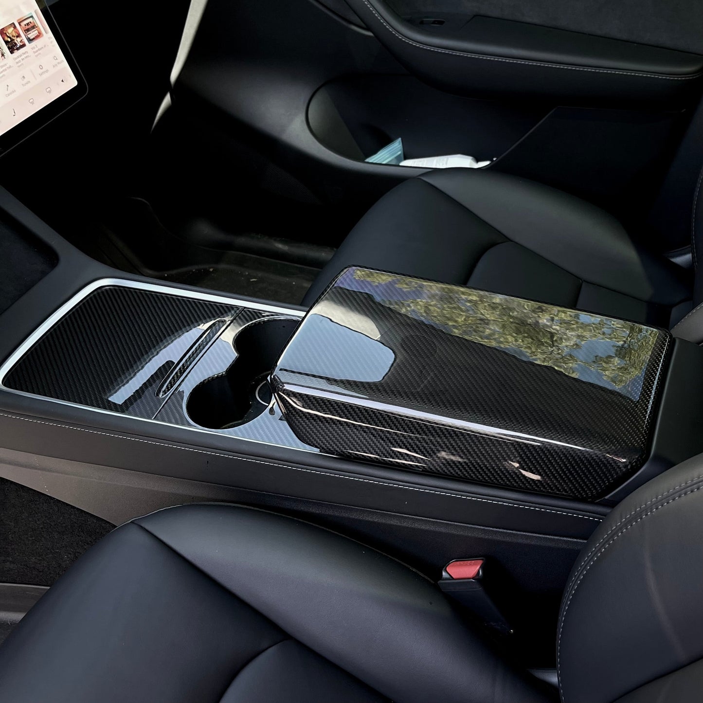 TESERY Model Y / 3 Armrest Cover - Dry Carbon Fiber Interior Mods Tesery Official Store