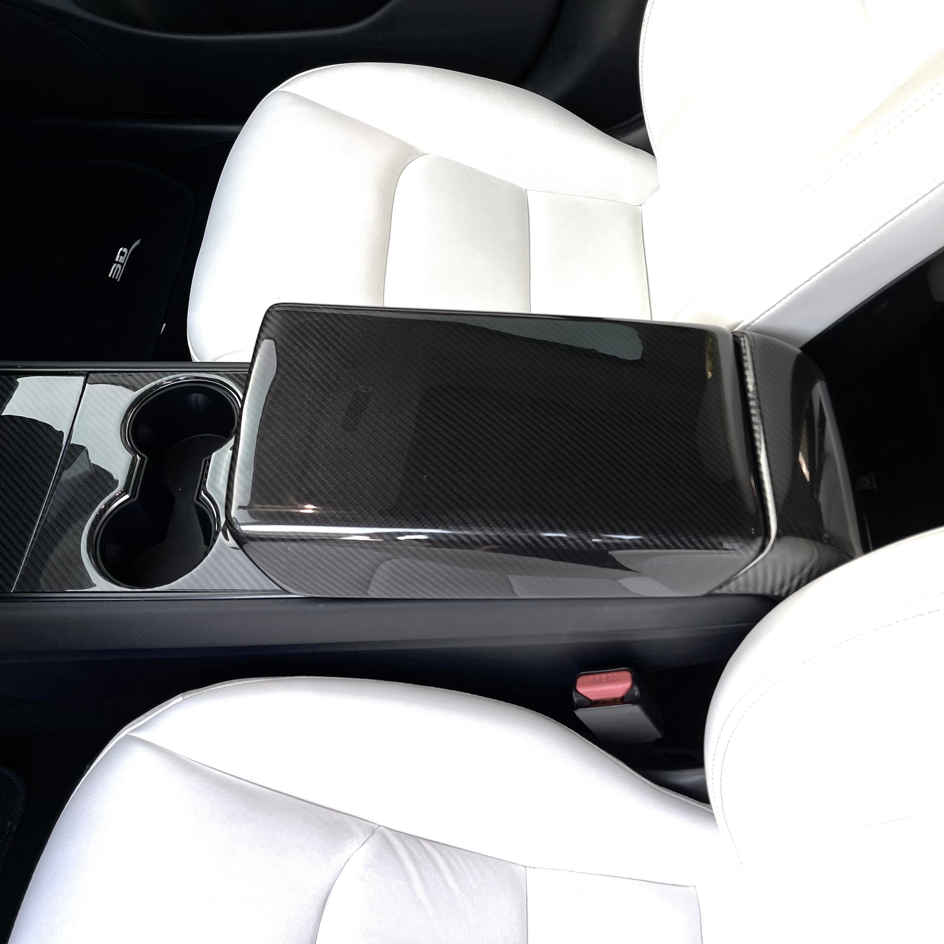 TESERY Model Y / 3 Armrest Cover - Dry Carbon Fiber Interior Mods Tesery Official Store
