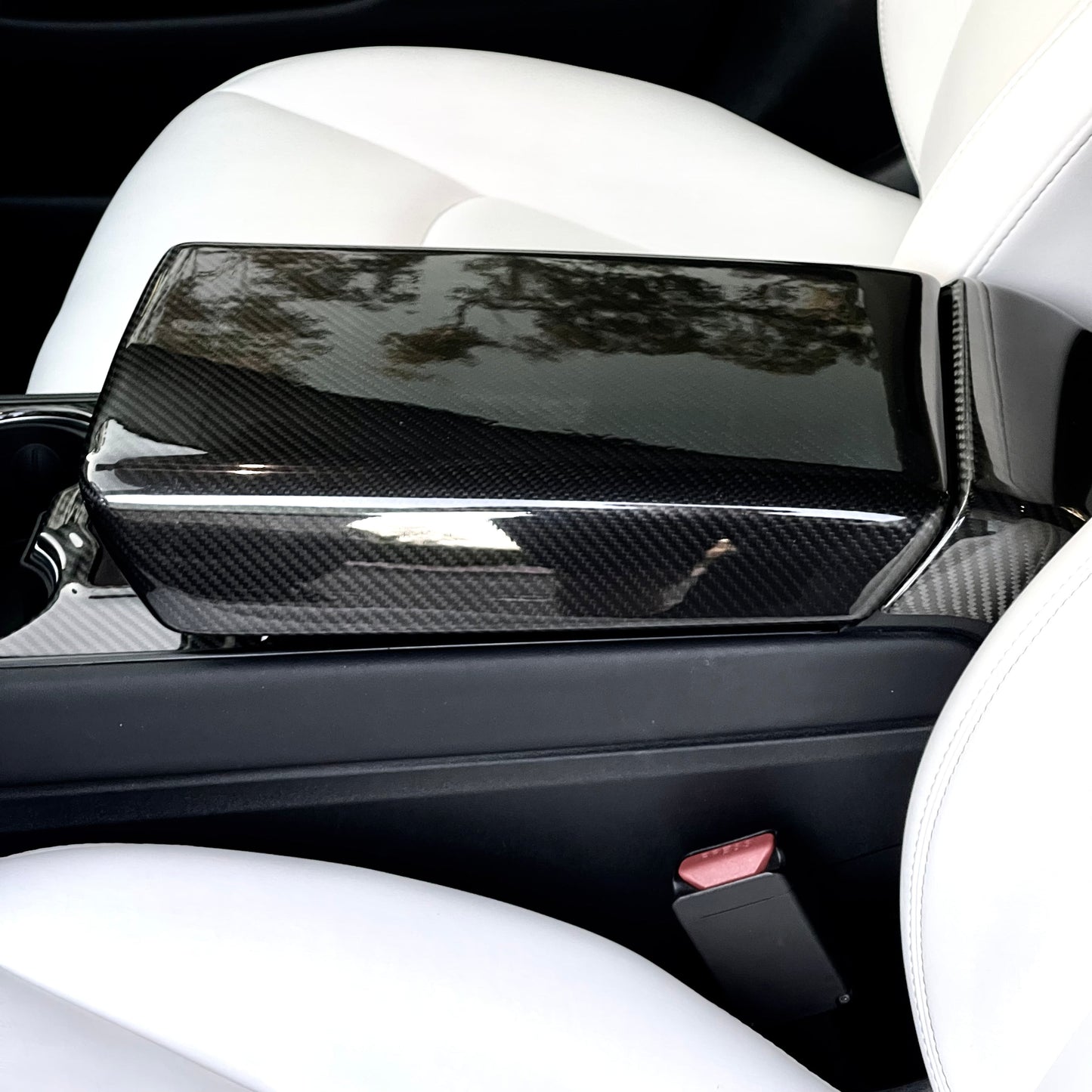 TESERY Model Y / 3 Armrest Cover - Dry Carbon Fiber Interior Mods Tesery Official Store