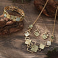 Modernist Geometric Square Earrings Bracelet Necklace Set (MAC318) Mariam's Collection