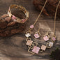 Modernist Geometric Square Earrings Bracelet Necklace Set (MAC318) Mariam's Collection