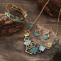 Modernist Geometric Square Earrings Bracelet Necklace Set (MAC318) Mariam's Collection
