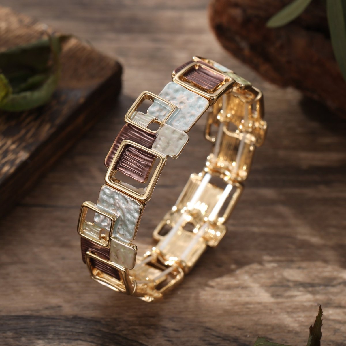Modernist Geometric Square Earrings Bracelet Necklace Set (MAC318) Mariam's Collection