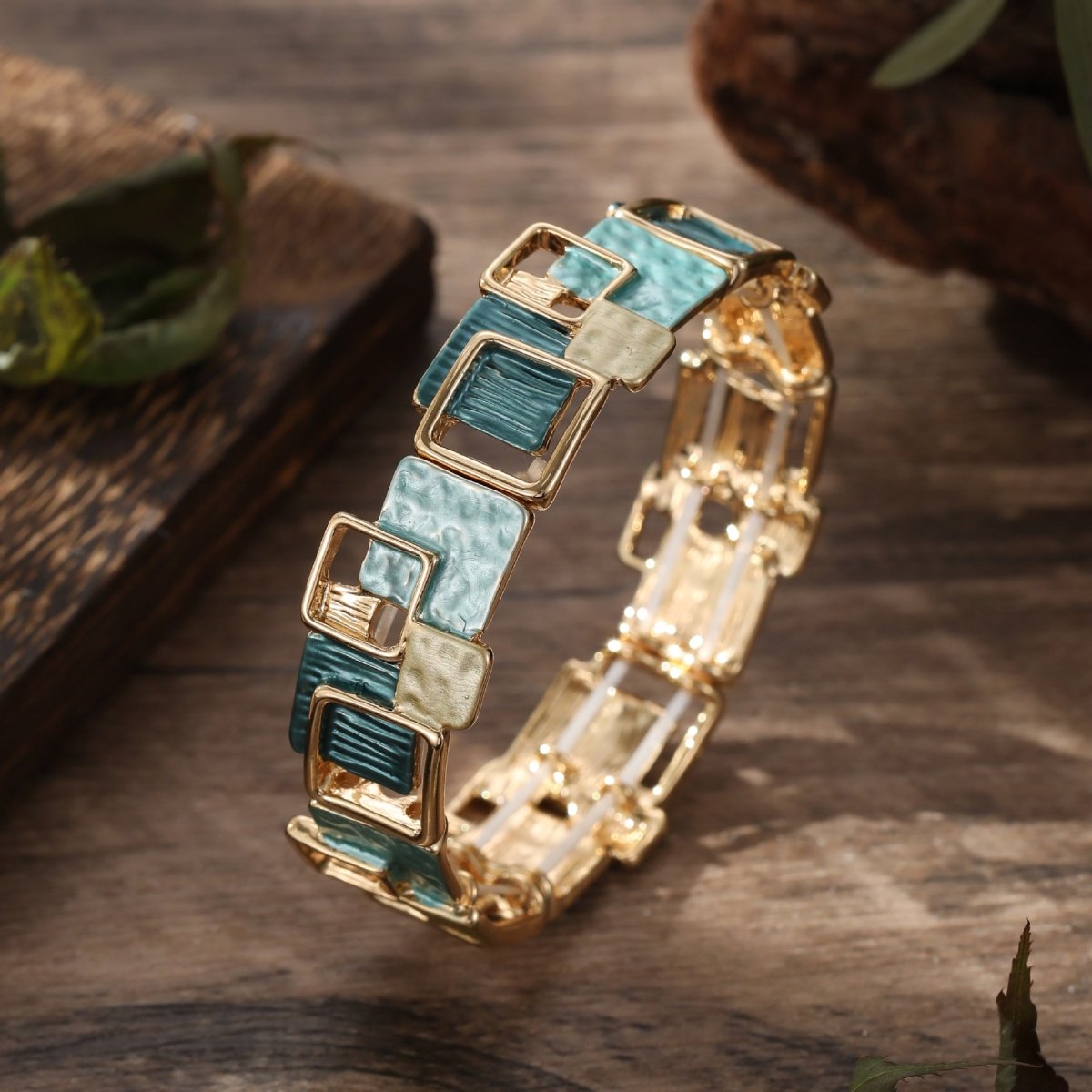 Modernist Geometric Square Earrings Bracelet Necklace Set (MAC318) Mariam's Collection