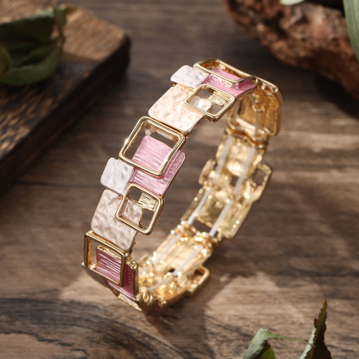 Modernist Geometric Square Earrings Bracelet Necklace Set (MAC318) Mariam's Collection