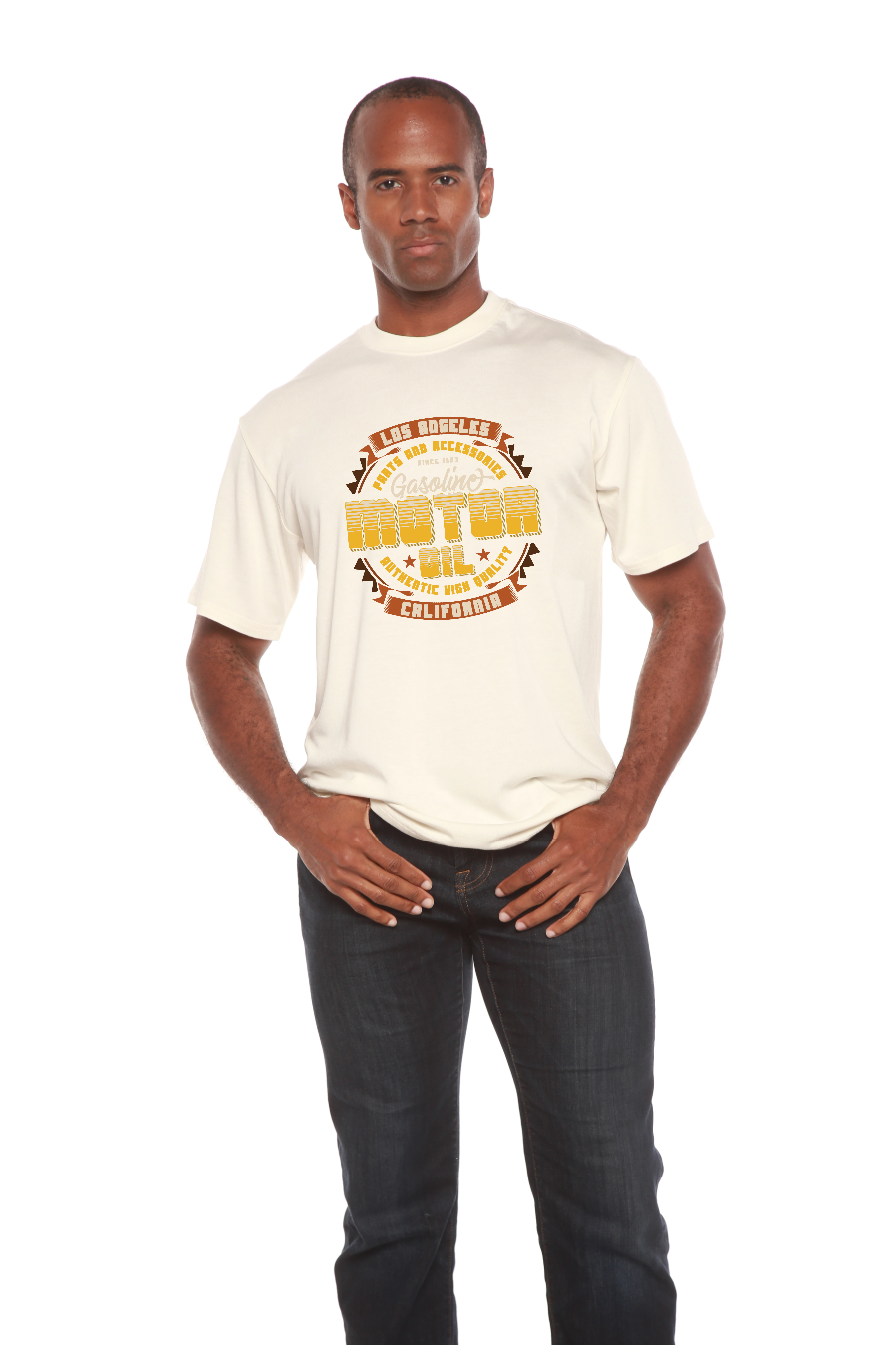 Motor oil Men's Bamboo Viscose/Organic Cotton Short Sleeve Graphic T-Shirt Spun Bamboo