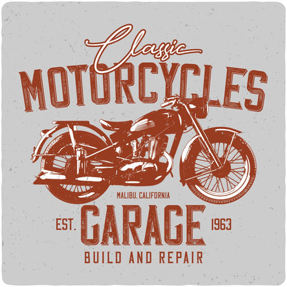 Motorcycles Garage Men's Bamboo Viscose/Organic Cotton Short Sleeve Graphic T-Shirt