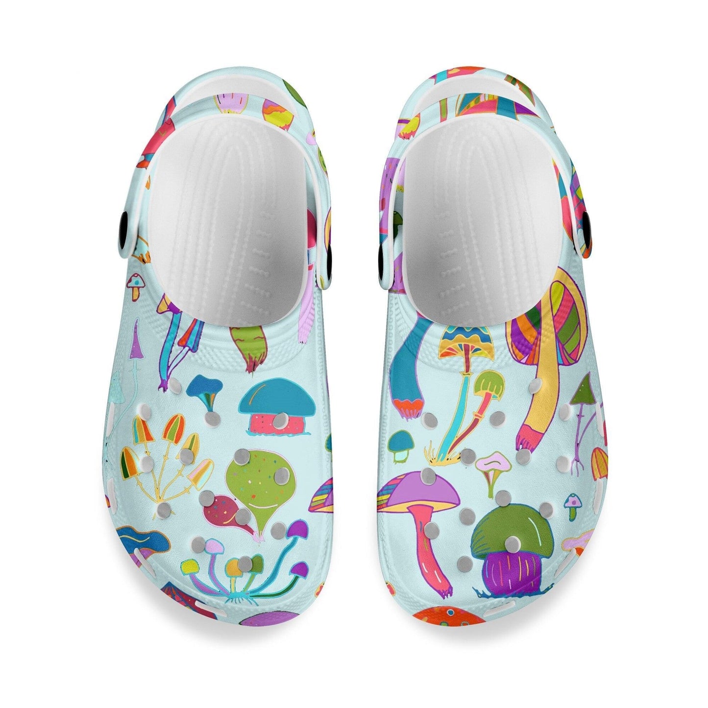 Mushroom Print Sandals Womens Summer Non-slip Hole Shoes Rubber Clogs Garden Beach Flat Slippers Trends Clogs For Women Slip Resistant Shoes Stevvex