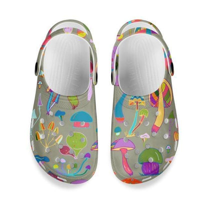 Mushroom Print Sandals Womens Summer Non-slip Hole Shoes Rubber Clogs Garden Beach Flat Slippers Trends Clogs For Women Slip Resistant Shoes Stevvex