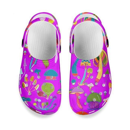 Mushroom Print Sandals Womens Summer Non-slip Hole Shoes Rubber Clogs Garden Beach Flat Slippers Trends Clogs For Women Slip Resistant Shoes Stevvex